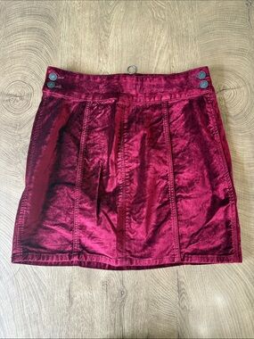 Free People Wine Velvet Mini Skirt with Button Waist